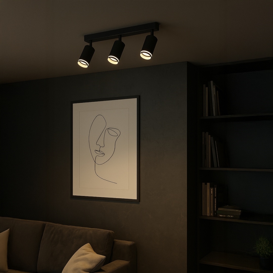 Faretto PIPE 3xGU10/10W/230V nero