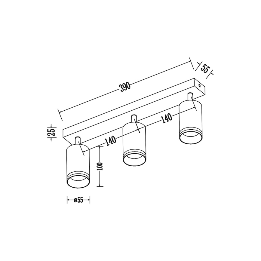 Faretto PIPE 3xGU10/10W/230V nero