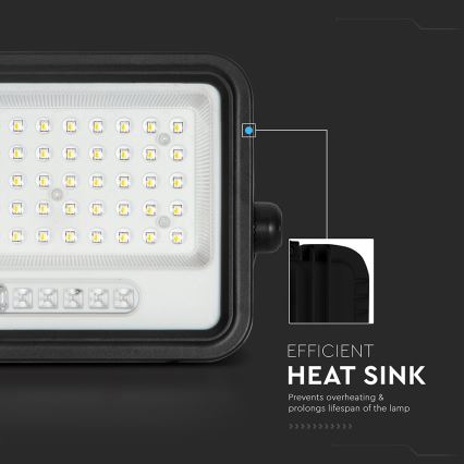 Proiettore solare LED dimmerabile LED/100W/3,2V 2000-8000K IP65 5000 mAh nero + telecomando