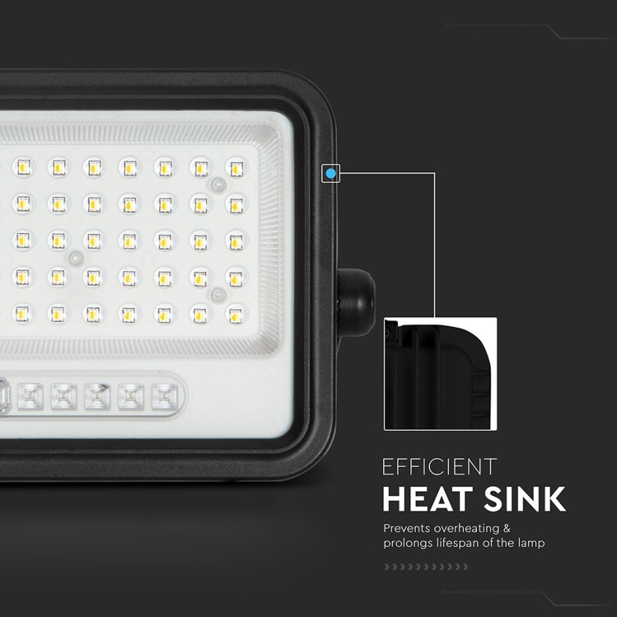 Proiettore solare LED dimmerabile LED/100W/3,2V 2000-8000K IP65 5000 mAh nero + telecomando
