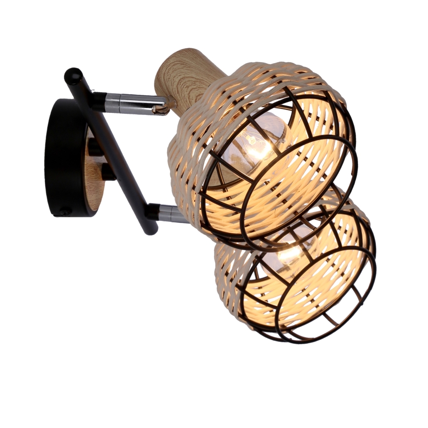 Faretto TAJGA 2xE14/40W/230V rattan/nero