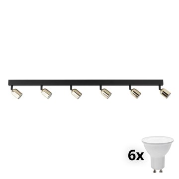 Faretto TOP 6xGU10/10W/230V nero/oro