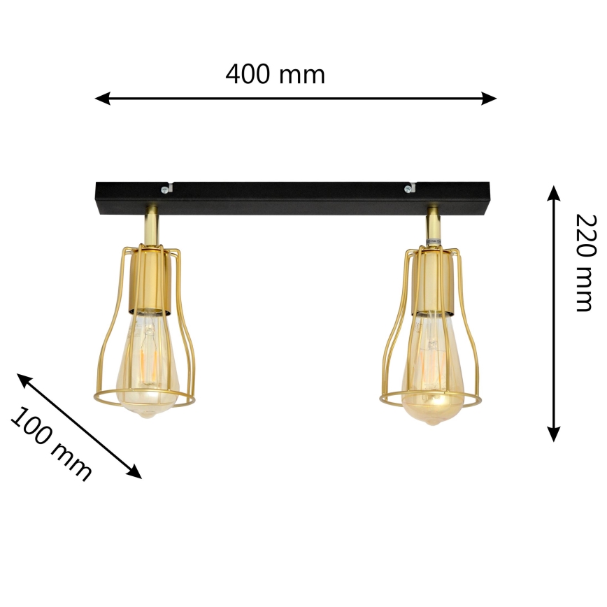 Faretto TUBE 2xE27/15W/230V oro/nero