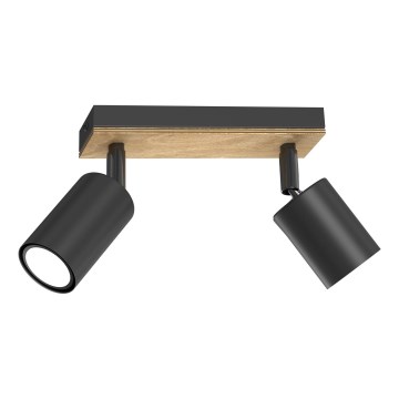 Faretto TULON 2xGU10/8W/230V nero/quercia