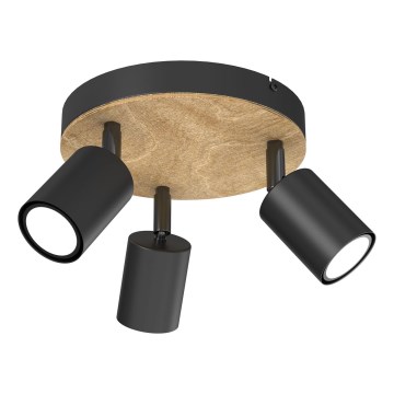 Faretto TULON 3xGU10/8W/230V nero/quercia