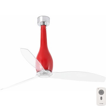 FARO 32002 - Ventilatore da soffitto ETERFAN rosso/limpido d.128 cm + telecomando