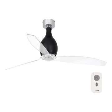 FARO 32026 - Deckenventilator MINI ETERFAN schwarz/klar d 128 cm + Fernbedienung