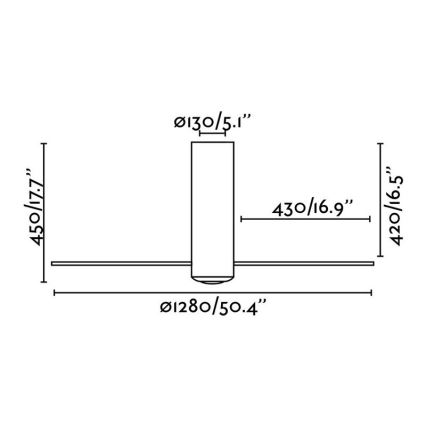 FARO 32034 - Deckenventilator TUBE FAN weiß/klar d 128 cm