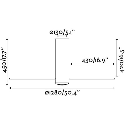 FARO 32036 - Ventilatore da soffitto TUBE FAN nero/limpido d. 128cm + telecomando