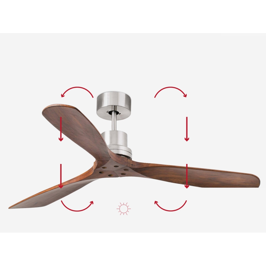 FARO 33370DC - Ventilateur de plafond LANTAU marron/chrome mat d. 132 cm + télécommande
