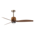FARO 334361N - Ventilatore da soffitto dimmerabile a LED WEAVER M LED/16W/230V Ø 128 cm marrone/ottone + telecomando