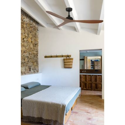 FARO 33447WT - Ventilatore da soffitto GOTLAND L marrone/nero diametro 132 cm Wi-Fi Tuya + telecomando