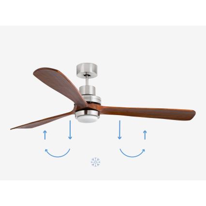 FARO 33463DC - LED-Deckenventilator LANTAU LED/12W/230V Holz/matt Chrom d 168 cm + Fernbedienung