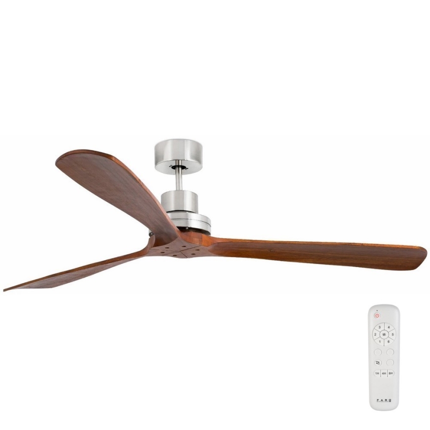 FARO 33464DC - Ventilatore da soffitto LANTAU XL marrone/cromo opaco diametro 168 cm + telecomando