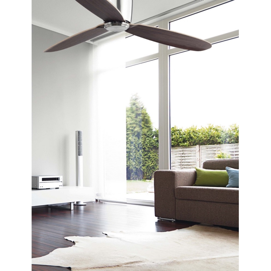 FARO 33472N - Deckenventilator NIAS matt Chrom/braun d 132 cm + Fernbedienung