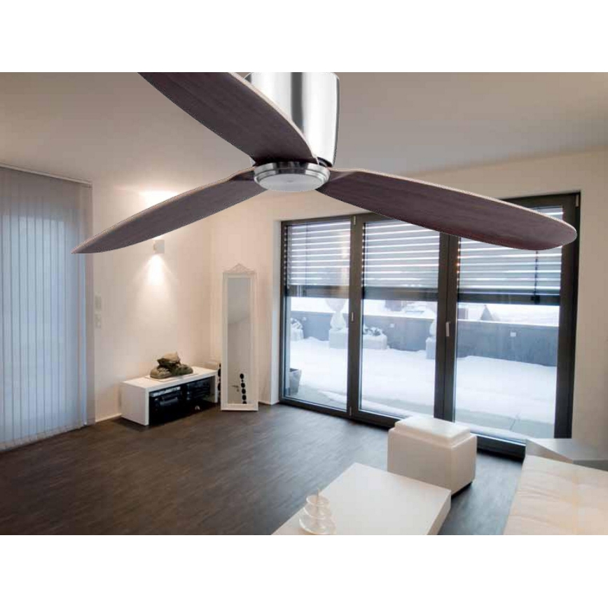 FARO 33472N - Deckenventilator NIAS matt Chrom/braun d 132 cm + Fernbedienung
