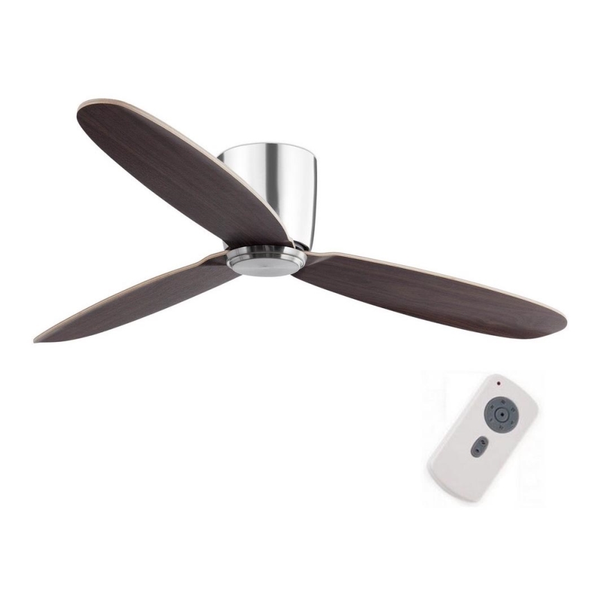 FARO 33472N - Deckenventilator NIAS matt Chrom/braun d 132 cm + Fernbedienung