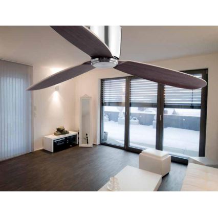 FARO 33472N - Ventilatore da soffitto NIAS cromo opaco/marrone diametro 132 cm + telecomando