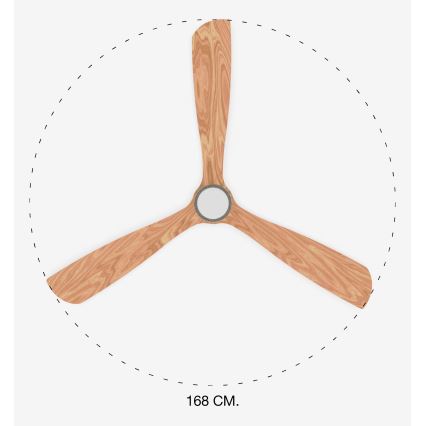 FARO 33505DC - LED-Deckenventilator LANTAU XL LED/15W/230V Holz/matt Chrom d 168 cm + Fernbedienung
