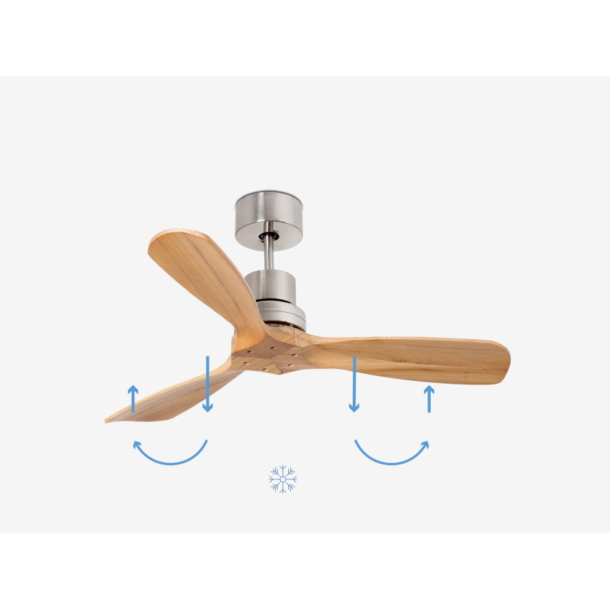 FARO 33509DC - Ventilateur de plafond MINI LANTAU chrome mat/bois d. 107 cm + Télécommande