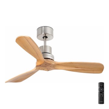 FARO 33509DC - Ventilateur de plafond MINI LANTAU chrome mat/bois d. 107 cm + Télécommande