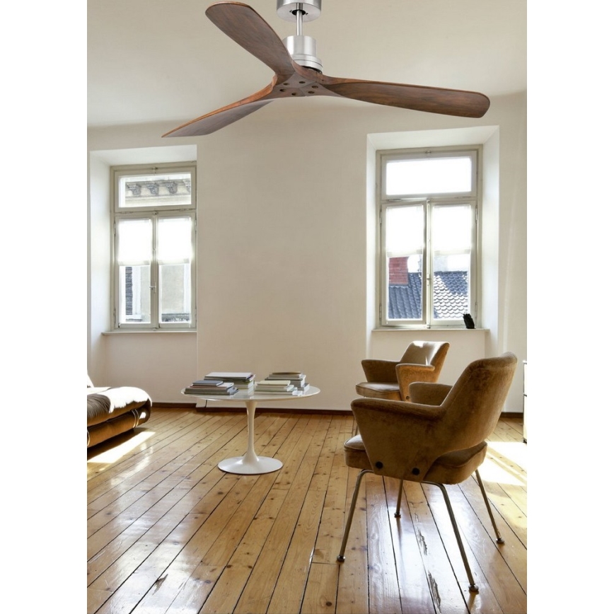 FARO 33516DC - Ventilatore da soffitto LANTAU nero/marrone  d. 132cm + telecomando