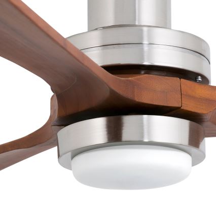 FARO 33518DC - Ventilateur de plafond LANTAU LED/15W/230V chrome mat/bois + Télécommande