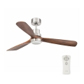 FARO 33518DC - Ventilatore da soffitto LED LANTAU LED/15W/230V Ø 132 cm cromo opaco/legno + telecomando