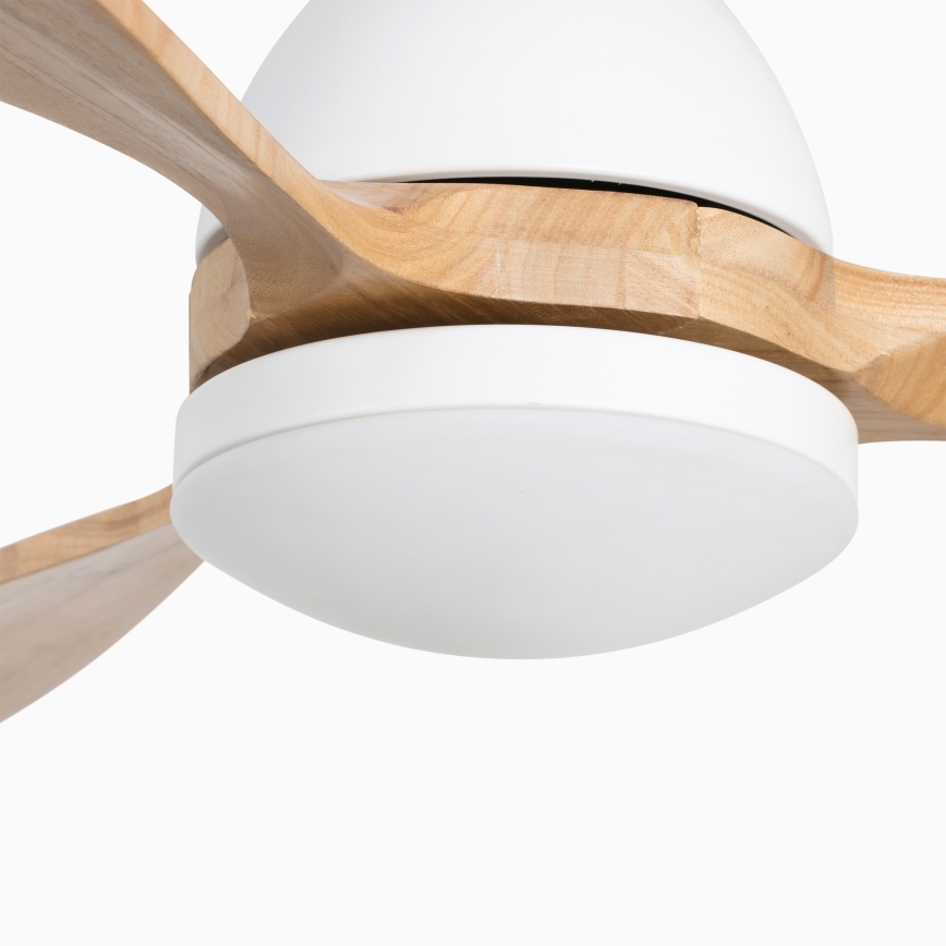 FARO 33524WP - LED-Deckenventilator POROS L LED/19W/230V Holz/weiß d 132 cm SMART + Fernbedienung
