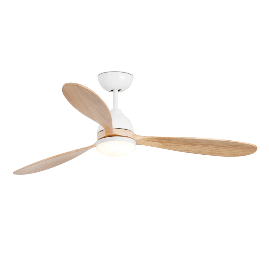 FARO 33524WP - Ventilateur de plafond LED POROS L LED/19W/230V bois/blanc d. 132 cm SMART + Télécommande