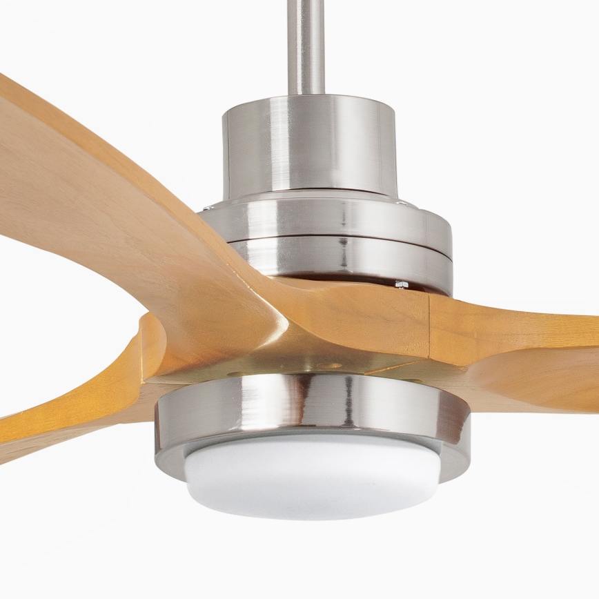 FARO 33560DC - LED-Deckenventilator LANTAU LED/15W/230V Holz/Chrom d132 cm + Fernbedienung
