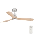 FARO 33560DC - LED-Deckenventilator LANTAU LED/15W/230V Holz/Chrom d132 cm + Fernbedienung