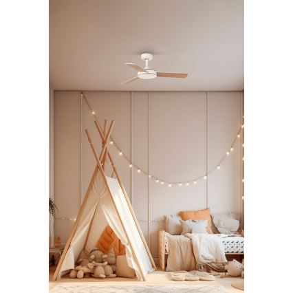 FARO 33603DC - Ventilateur de plafond MINI MALLORCA S marron/blanc d. 106 cm + télécommande