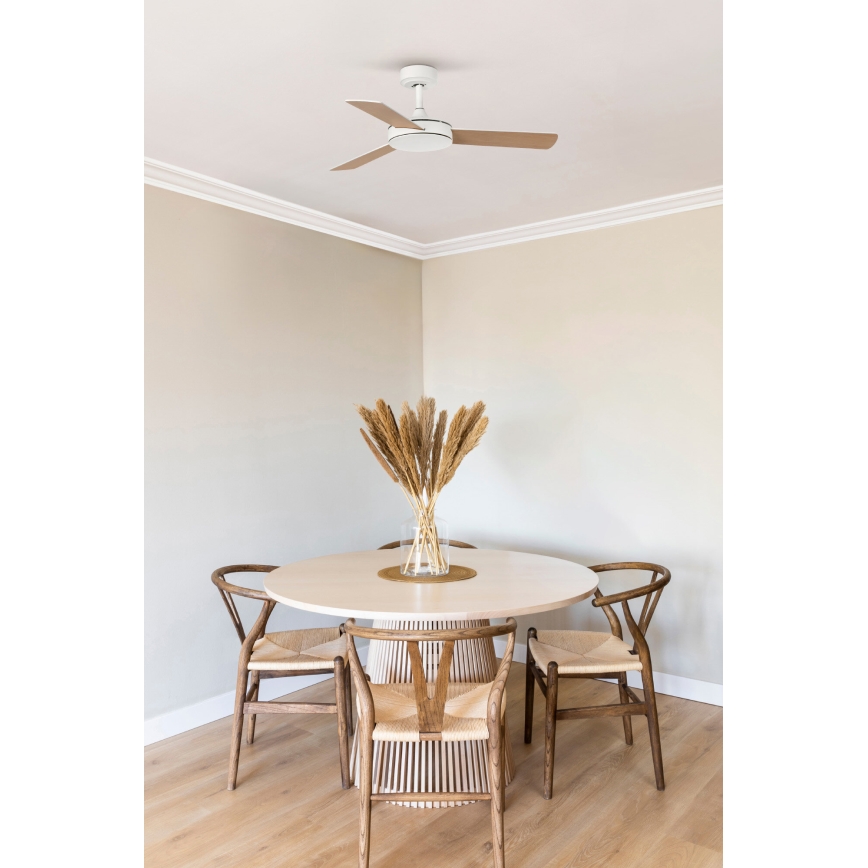 FARO 33603DCWT - Ventilatore da soffitto MINI MALLORCA S marrone/bianco diametro 106 cm Wi-Fi Tuya + telecomando