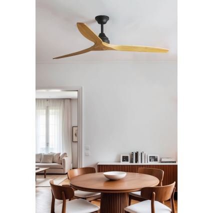 FARO 33718DC- Ventilateur de plafond ALO L bois/noir d. 152 cm + télécommande