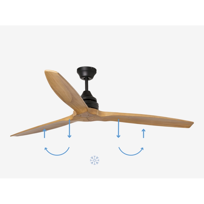 FARO 33718DC- Ventilateur de plafond ALO L bois/noir d. 152 cm + télécommande