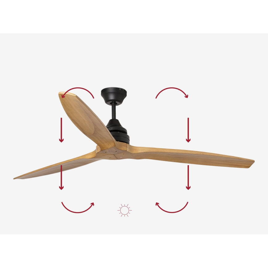 FARO 33718DC- Ventilateur de plafond ALO L bois/noir d. 152 cm + télécommande