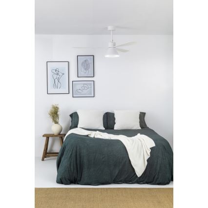 FARO 33760WT-22 - Ventilateur de plafond LED dimmable AMELIA L CONE LED/20W/230V 2700/3500/5000K blanc Ø 132 cm Wi‑Fi Tuya + télécommande