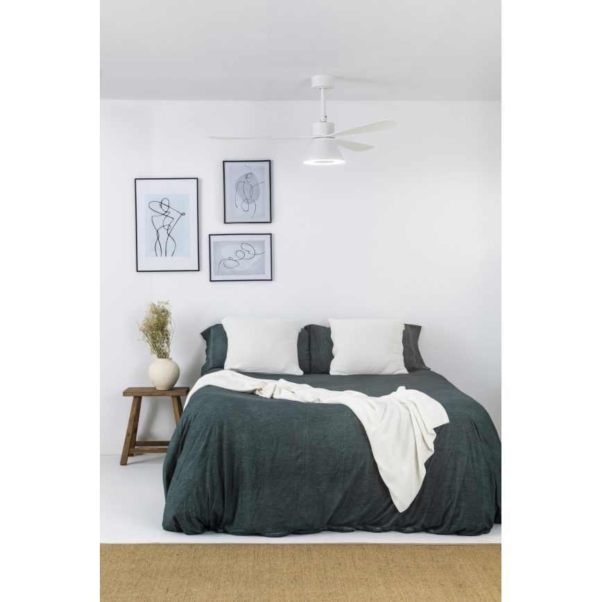 FARO 33760WT-22 - Ventilatore da soffitto dimmerabile a LED AMELIA L CONE LED/20W/230V 2700/3500/5000K bianco diametro 132 cm Wi-Fi Tuya + telecomando