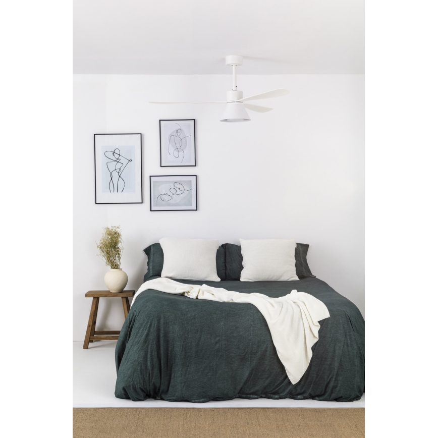 FARO 33760WT-22 - Ventilatore da soffitto dimmerabile a LED AMELIA L CONE LED/20W/230V 2700/3500/5000K bianco diametro 132 cm Wi-Fi Tuya + telecomando