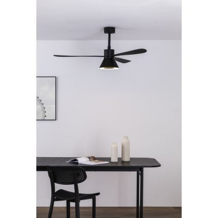 FARO 33761WT-23 - Ventilatore da soffitto LED dimmerabile AMELIA L CONE LED/20W/230V 2700/3500/5000K nero Ø 132 cm Wi-Fi Tuya + telecomando