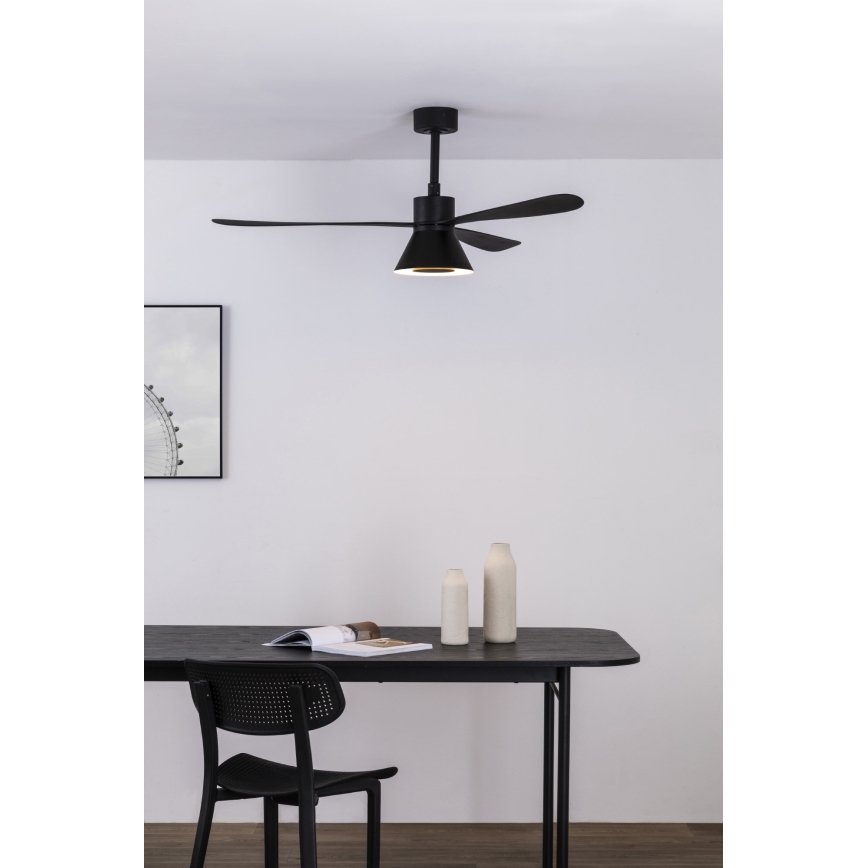 FARO 33761WT-23 - Ventilatore da soffitto dimmerabile a LED AMELIA L CONE LED/20W/230V 2700/3500/5000K nero diametro 132 cm Wi-Fi Tuya + telecomando