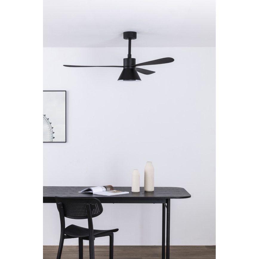 FARO 33761WT-23 - Ventilatore da soffitto dimmerabile a LED AMELIA L CONE LED/20W/230V 2700/3500/5000K nero diametro 132 cm Wi-Fi Tuya + telecomando
