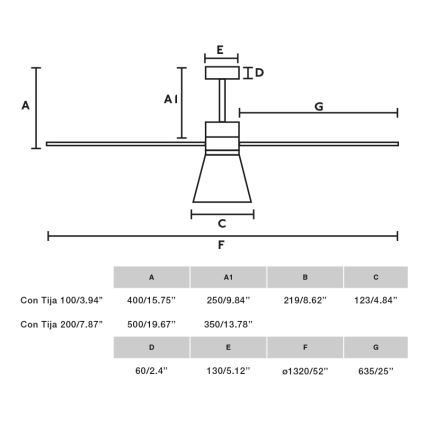 FARO 33762WT-24 - Ventilateur de plafond à intensité variable AMELIA L CONE LED/20W/230V 2700/3500/5000K gris d. 132 cm Wi-Fi Tuya + Télécommande