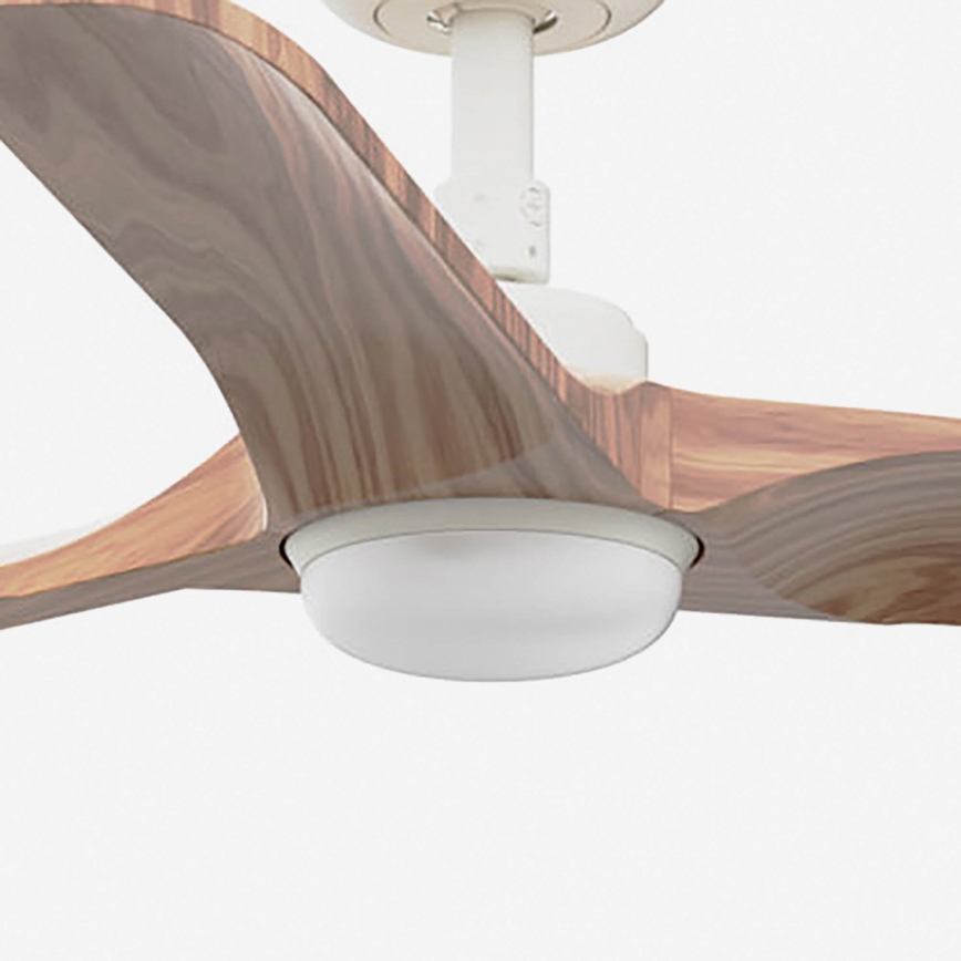 FARO 33805-1TW - Ventilatore da soffitto dimmerabile HEYWOOD con LED, 10W/230V, 2700/3000/4000K, finitura legno/bianco, Ø 90 cm + telecomando incluso
