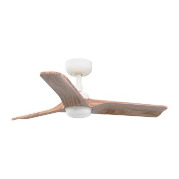 FARO 33805-1TW - Ventilatore da soffitto dimmerabile HEYWOOD con LED, 10W/230V, 2700/3000/4000K, finitura legno/bianco, Ø 90 cm + telecomando incluso