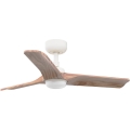FARO 33805WT-1TW - Ventilateur de plafond à intensité variable HEYWOOD S LED/10W/230V 2700/4000/6000K bois/blanc d. 90 cm Wi-Fi Tuya + Télécommande