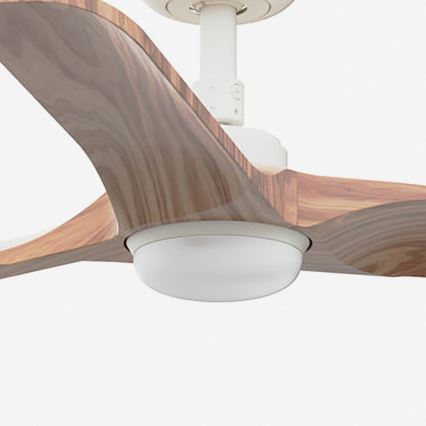 FARO 33805WT-1TW - Ventilatore da soffitto LED dimmerabile HEYWOOD con LED/10W/230V, 2700/3000/4000K, legno/bianco, Ø 90 cm, Wi-Fi Tuya + telecomando