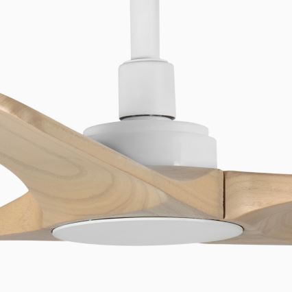 FARO 33805WT - Ventilateur de plafond HEYWOOD S bois/blanc d. 90 cm Wi-Fi Tuya + Télécommande