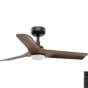 FARO 33806-1TW - LED-dimmbarer Deckenventilator HEYWOOD mit LED/10W/230V 2700/3000/4000K Holz/Schwarz Ø 90 cm + Fernbedienung